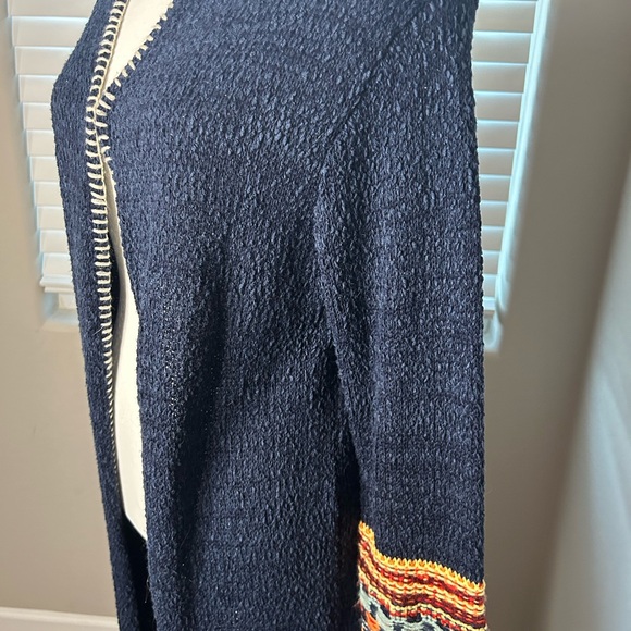 Navy Hooded Sweater with Tribal Accents - Picture 5 of 5